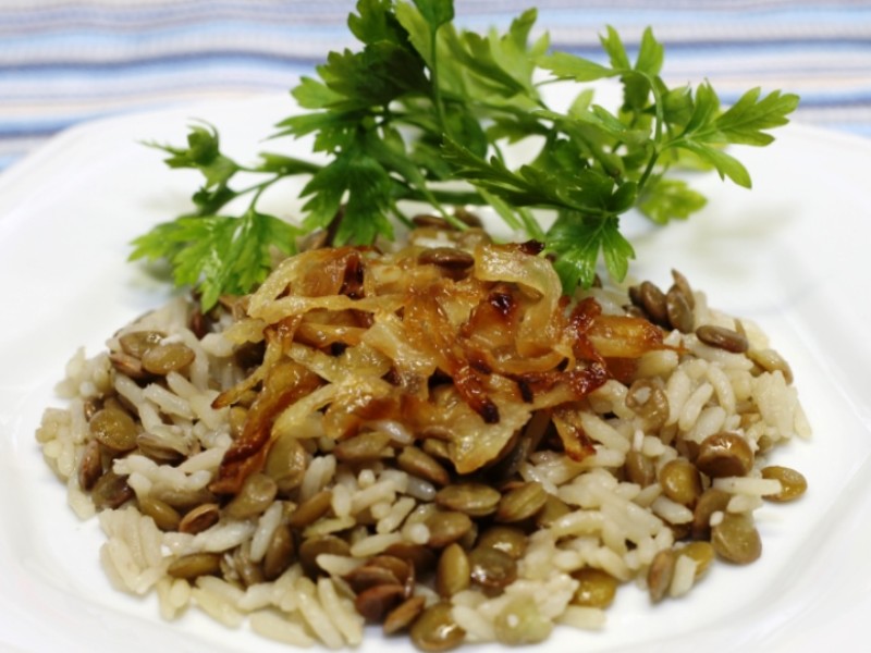 Arroz integral com lentilha